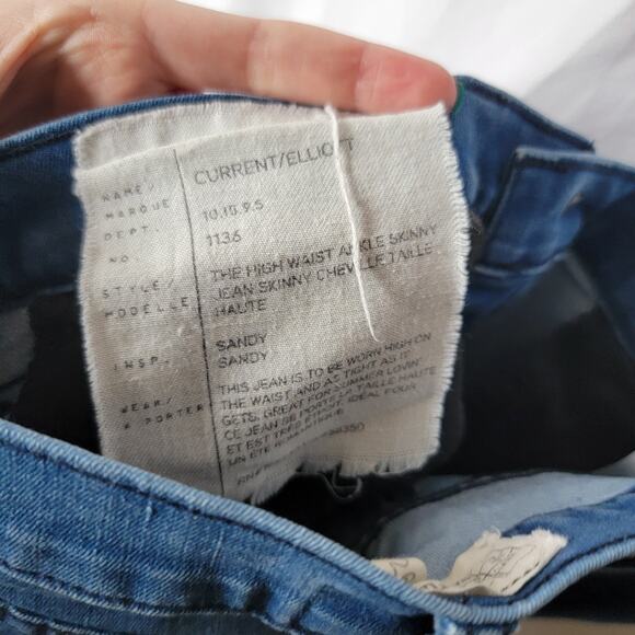 Current Elliott Dark Wash Indigo High Rise USA Made Ankle Skinny Jeans Size 26 - Picture 10 of 13